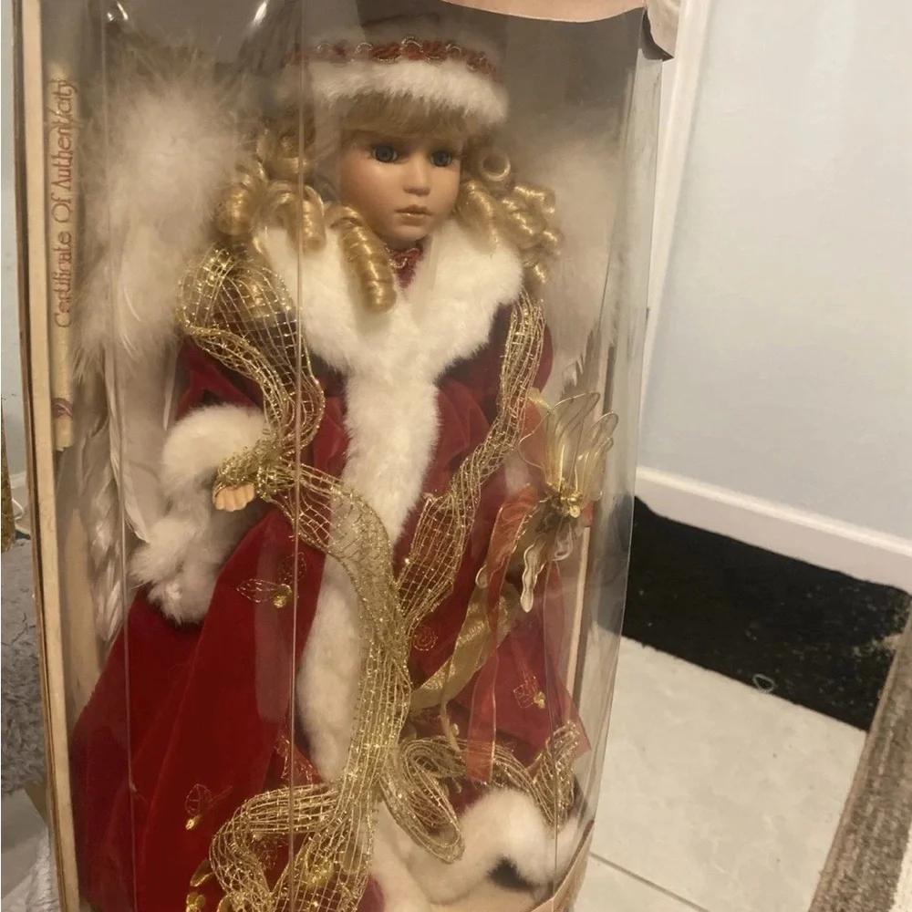 Elegant Red and Gold Angel Doll